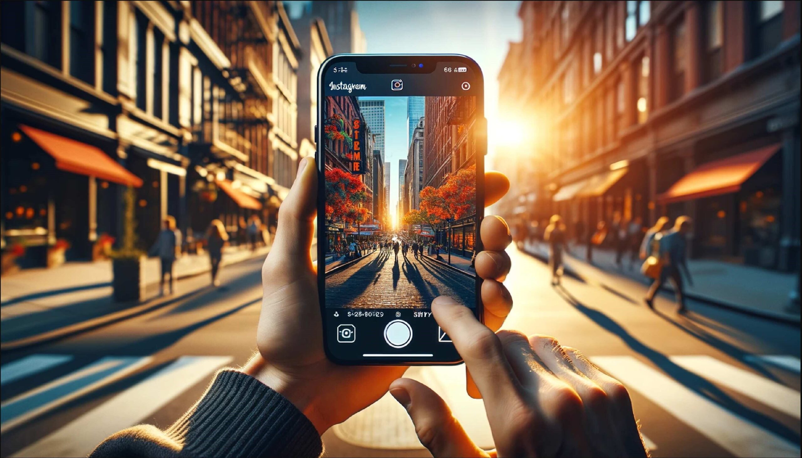 An image depicting a person using a smartphone to capture a moment for Instagram Stories, emphasizing the importance of authentic and engaging content with social media marketing